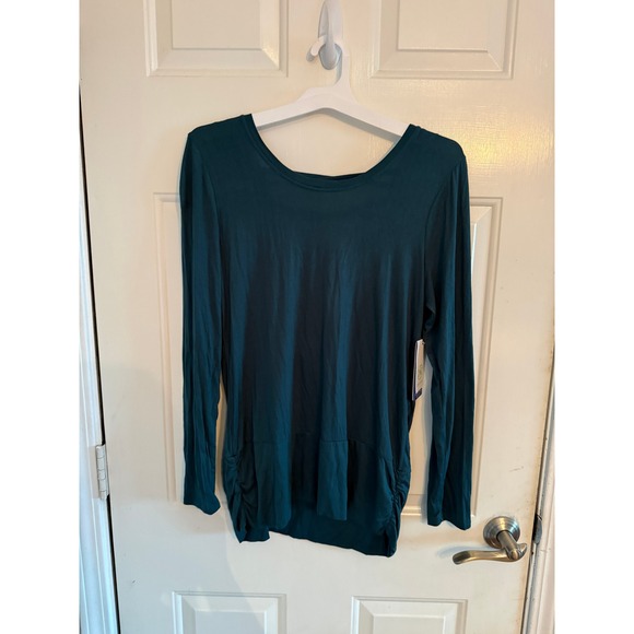 GAIAM Tops - Gaiam Hannah LS Top Atlantic Deep Teal Strappy Open Back Yoga Top GAW181TL03008